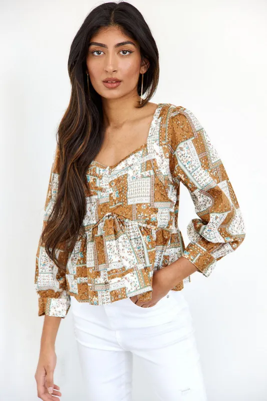 SALE - Willa Patchwork Long Sleeve Blouse sold by fab'rik