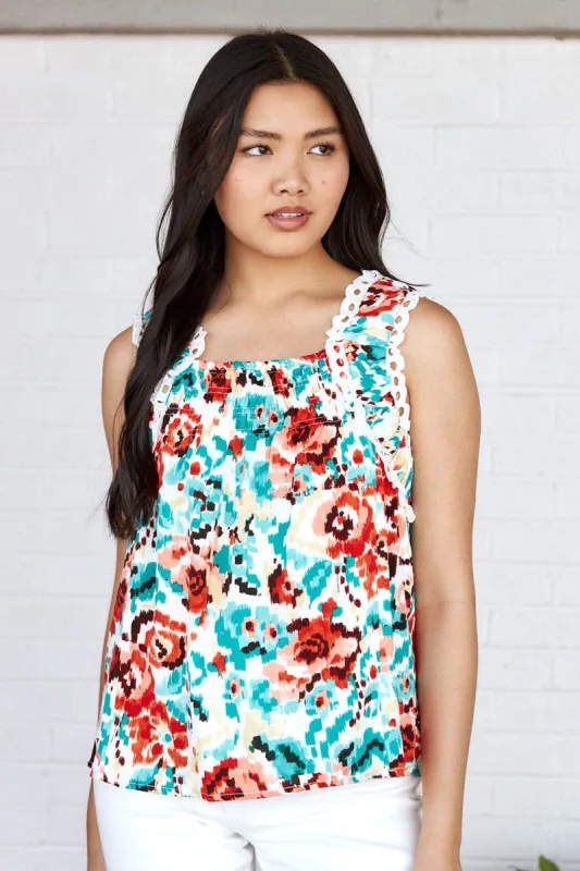 SALE- Lea Crochet Floral Detail Top sold by fab'rik