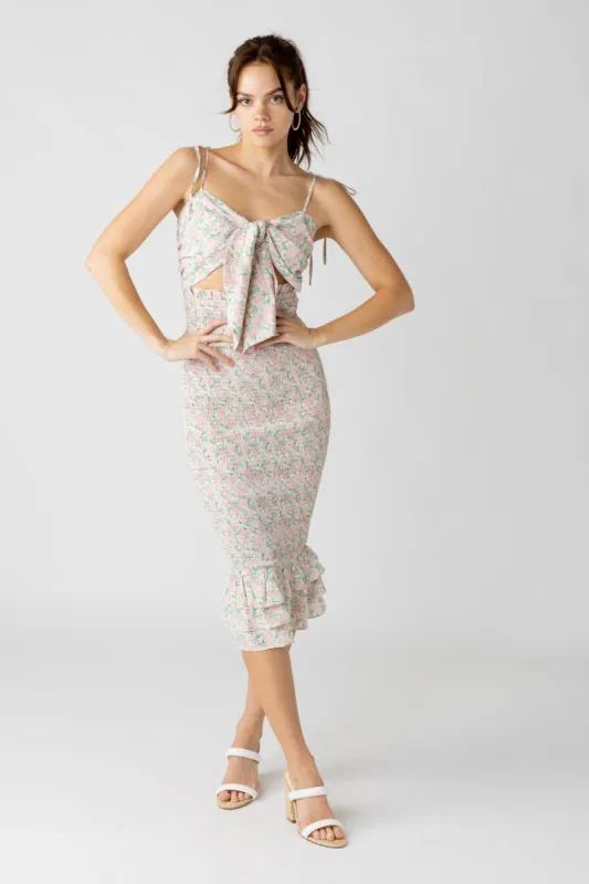 SALE - Cammie Smocked Bow Front Midi Dress sold by fab'rik