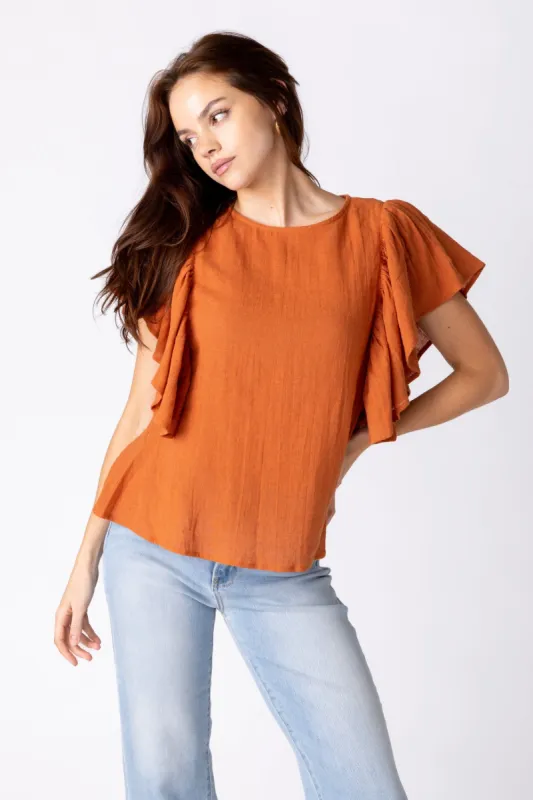SALE - Vivian Gauze Ruffle Sleeve Top sold by fab'rik