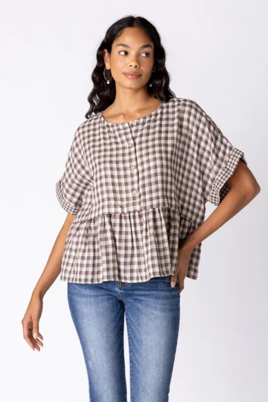 SALE - Landry Gingham Babydoll Top sold by fab'rik