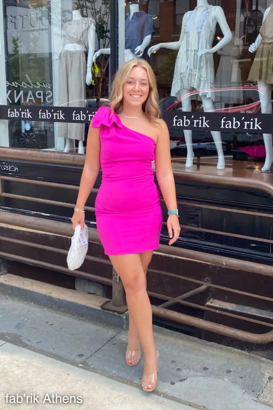 SALE - Adrian One Shoulder Dress with Bow sold by fab'rik
