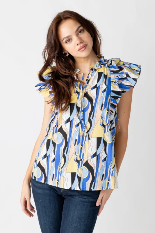SALE - Rivas Printed Ruffle Sleeve Blouse sold by fab'rik