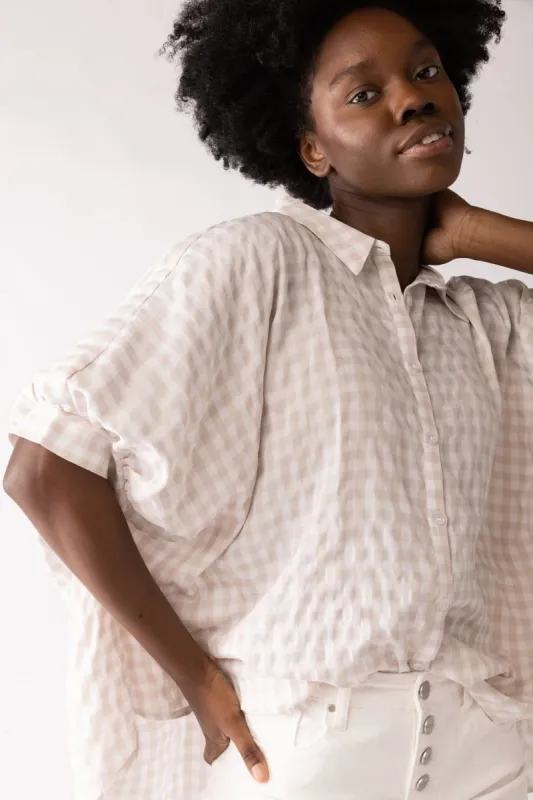 SALE - Eva Checkered Button Down Blouse sold by fab'rik