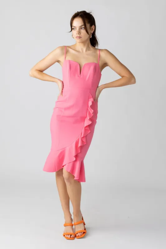 SALE - Darcy Fitted Ruffle Midi Dress sold by fab'rik