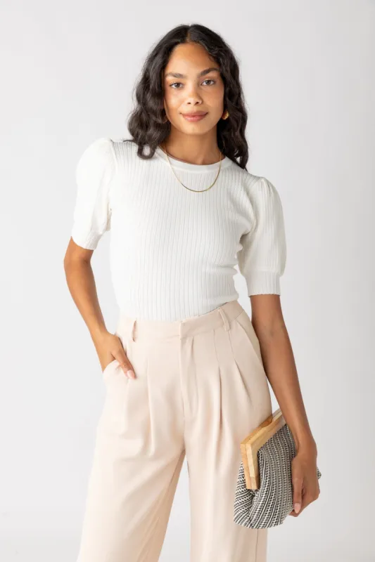 SALE - Mariah Ribbed Puff Sleeve Bodysuit sold by fab'rik