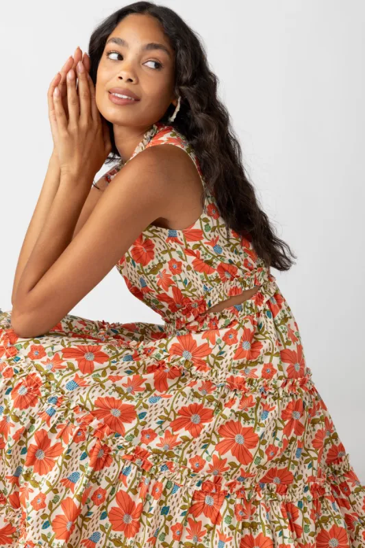 Mallory Side Cut Out Floral Midi Dress sold by fab'rik
