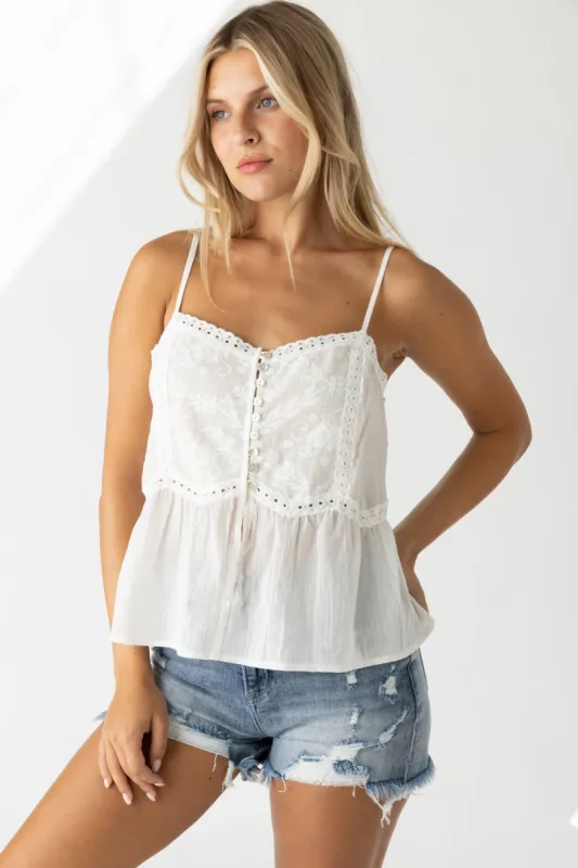 Tori Eyelet Detail Cami sold by fab'rik