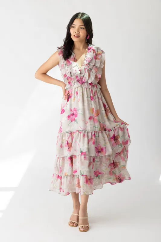 SALE - Baylene Floral V Neck Maxi Dress sold by fab'rik