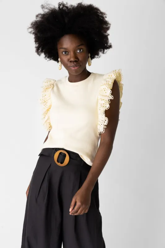 SALE - Vixey Ruffled Eyelet Trim Tank sold by fab'rik