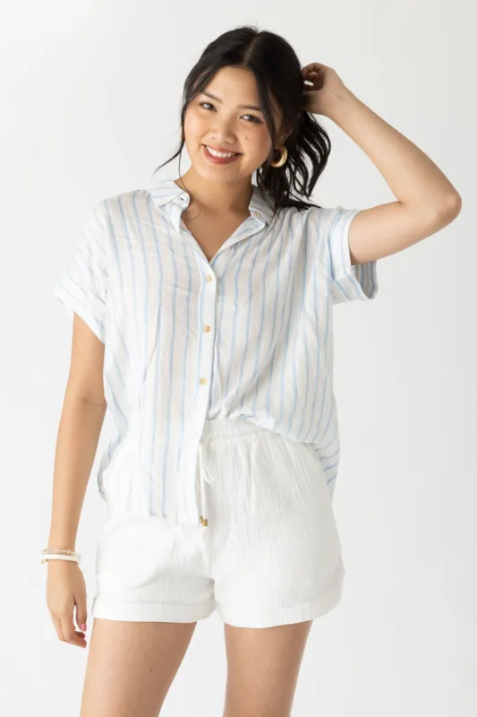 SALE - Daphne Striped Short Sleeve Button Down sold by fab'rik