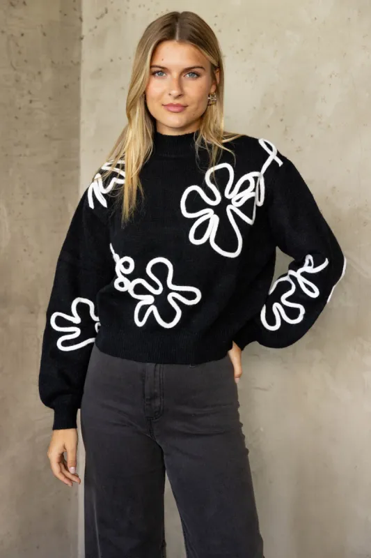 SALE - Kourt Flower Embroidered Sweater sold by fab'rik