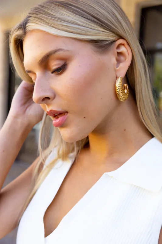 SALE - Selena Textured Metal Hoop Earrings sold by fab'rik