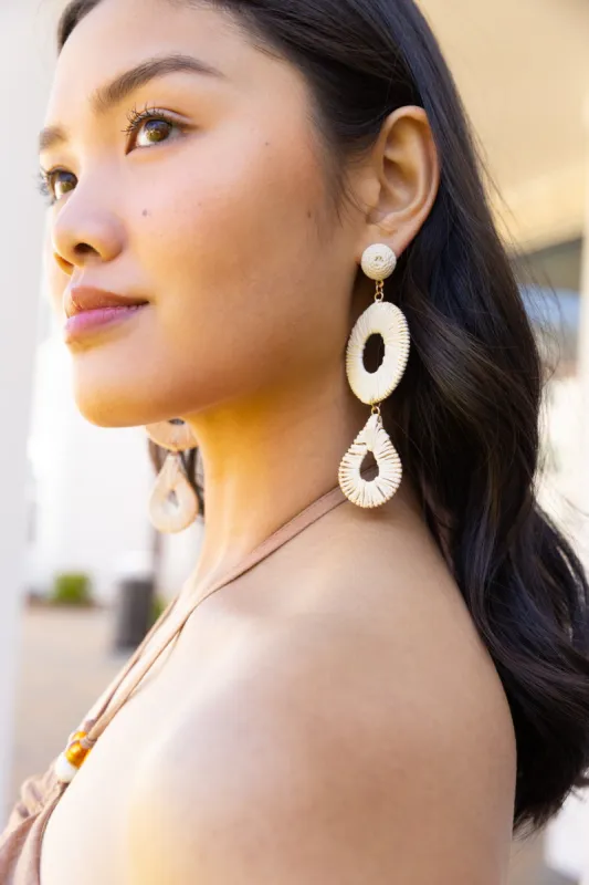 SALE - Sabrina Raffia Circle Teardrop Earrings sold by fab'rik