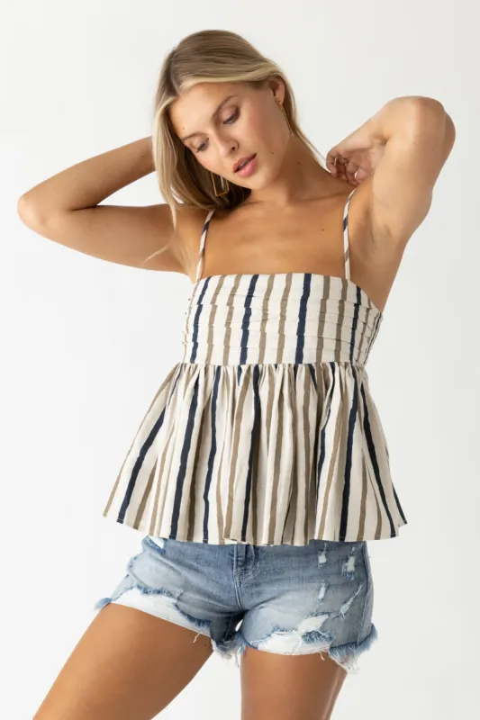 Aria Striped Babydoll Tank sold by fab'rik