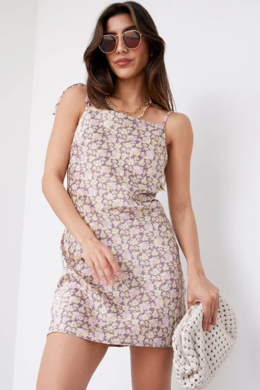 Ella Floral Tie Strap Mini Dress sold by fab'rik