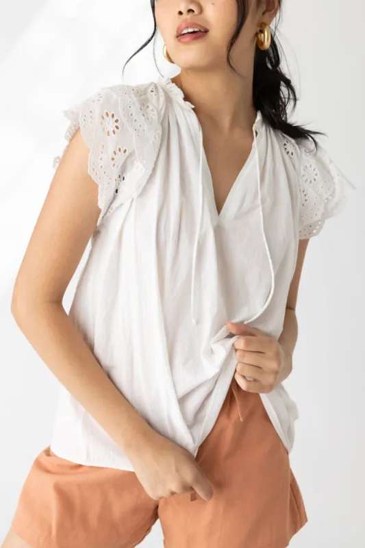 SALE - Lottie Eyelet Sleeve Blouse sold by fab'rik