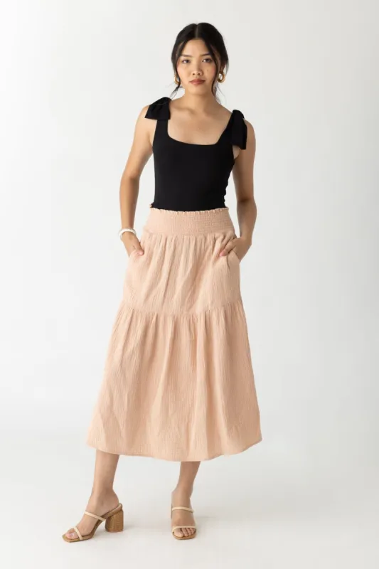 SALE - Lauri Tiered Gauze Midi Skirt sold by fab'rik