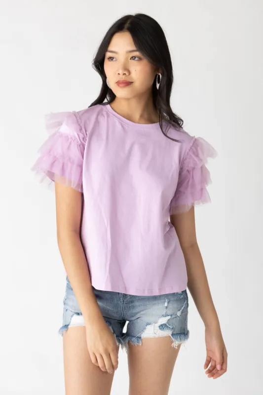 Gina Layered Tulle Sleeve Top sold by fab'rik