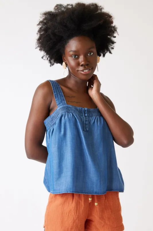 Greer Chambray Tank sold by fab'rik