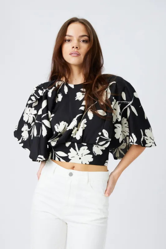 SALE - May Floral Flutter Sleeve Blouse sold by fab'rik