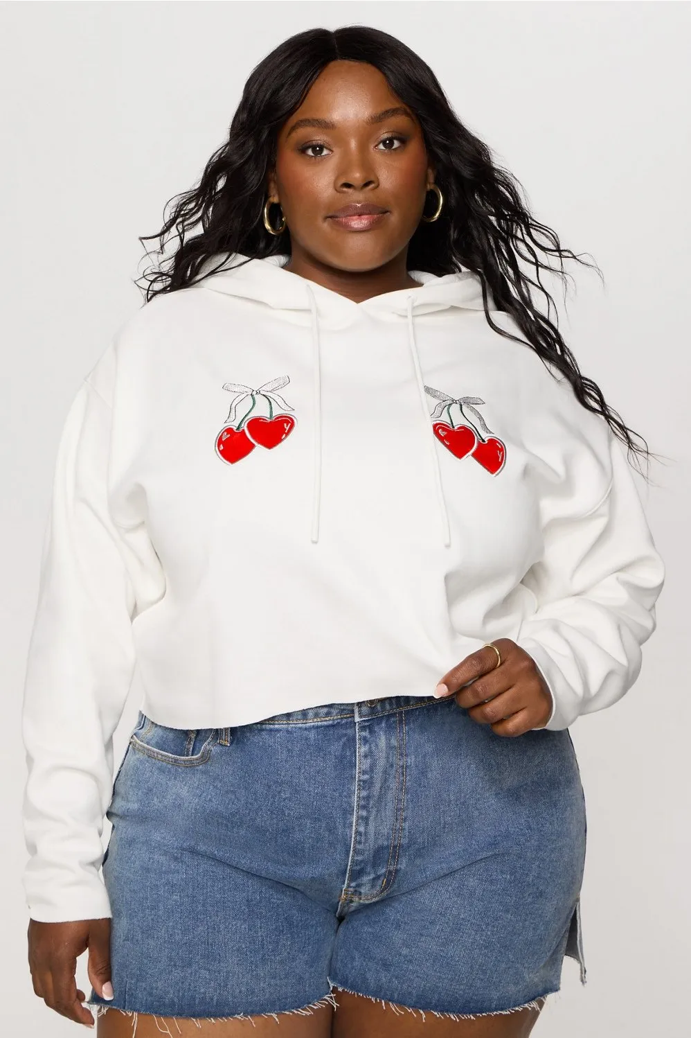 Cozy Fleece Cherry Cropped Hoodie sold by Fabletics
