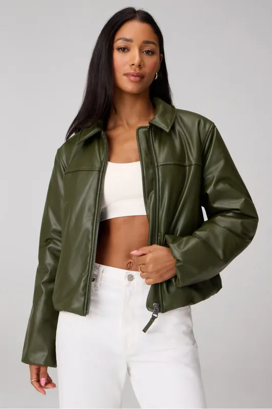 Faux Leather Padded Bomber Jacket sold by Fabletics