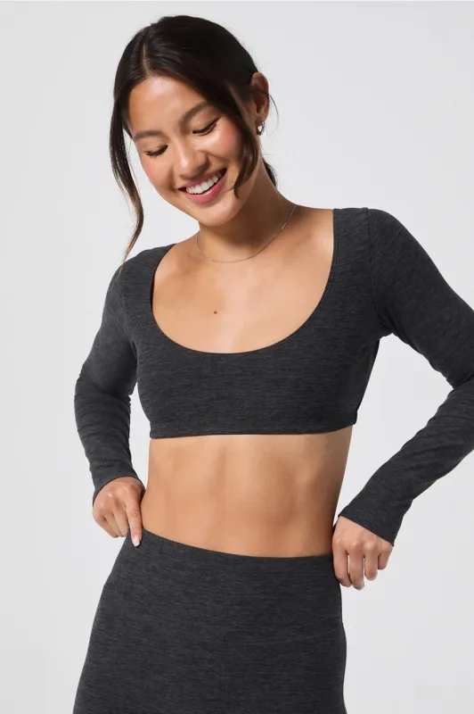 Luxe360 HeatherFlex Long-Sleeve Crop Top sold by Fabletics