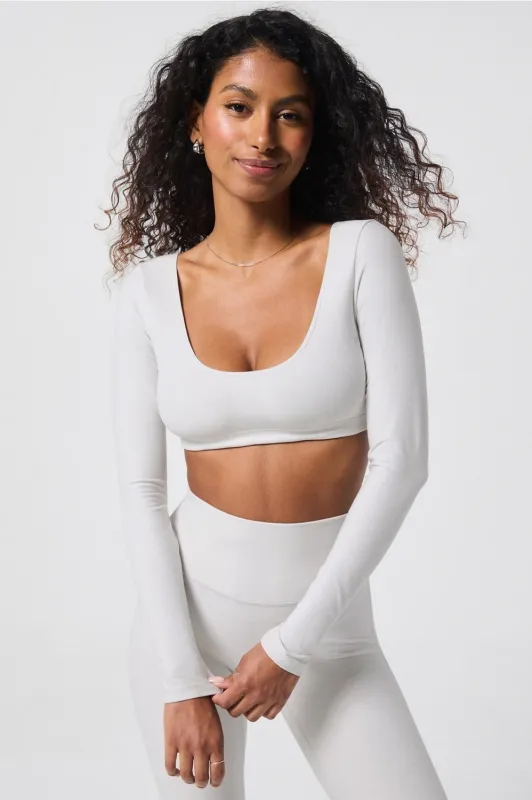 Luxe360 HeatherFlex Long-Sleeve Crop Top sold by Fabletics