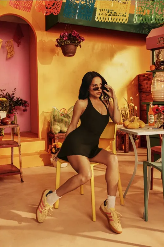 PureLuxe Halter Mini Dress sold by Fabletics