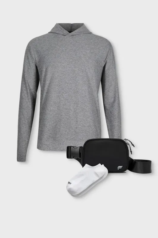 The Cloud Jersey Hoodie & Belt Bag & Sock 3-Piece Bundle sold by Fabletics