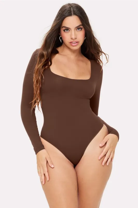 Nearly Naked Shapewear Square Neck Long Sleeve Bodysuit sold by Fabletics