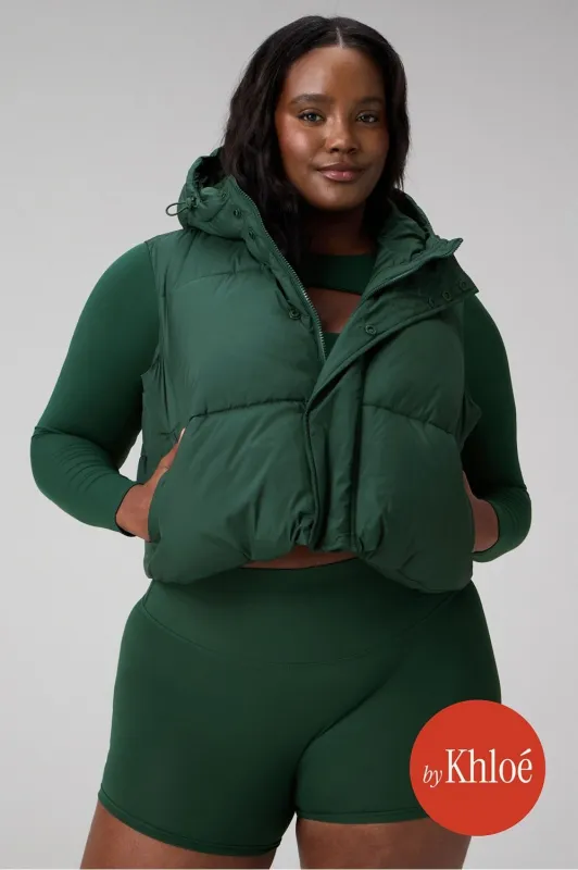 Essential Cropped Hooded Puffer Vest sold by Fabletics
