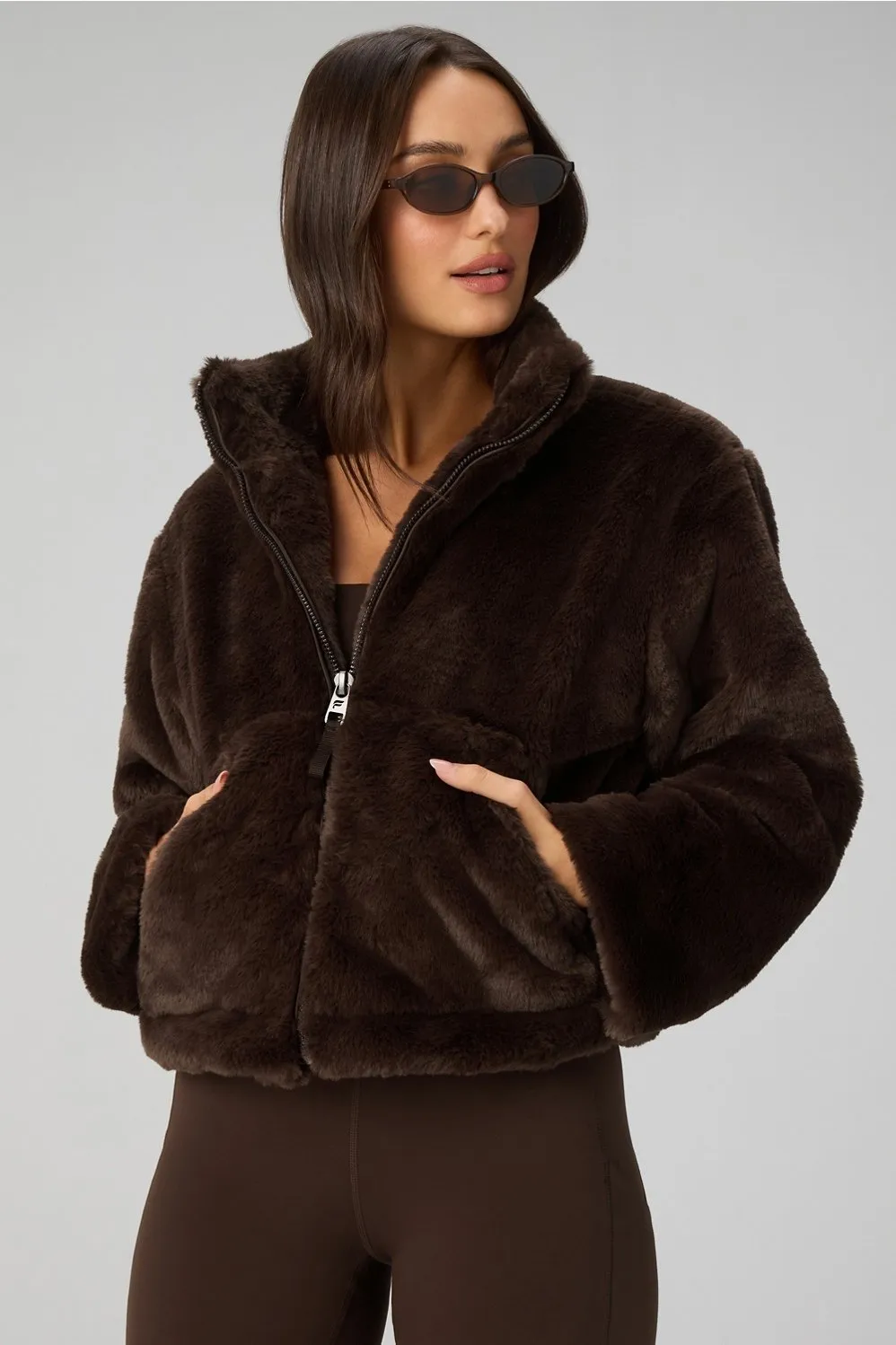 Faux Fur Cropped Full-Zip Jacket sold by Fabletics