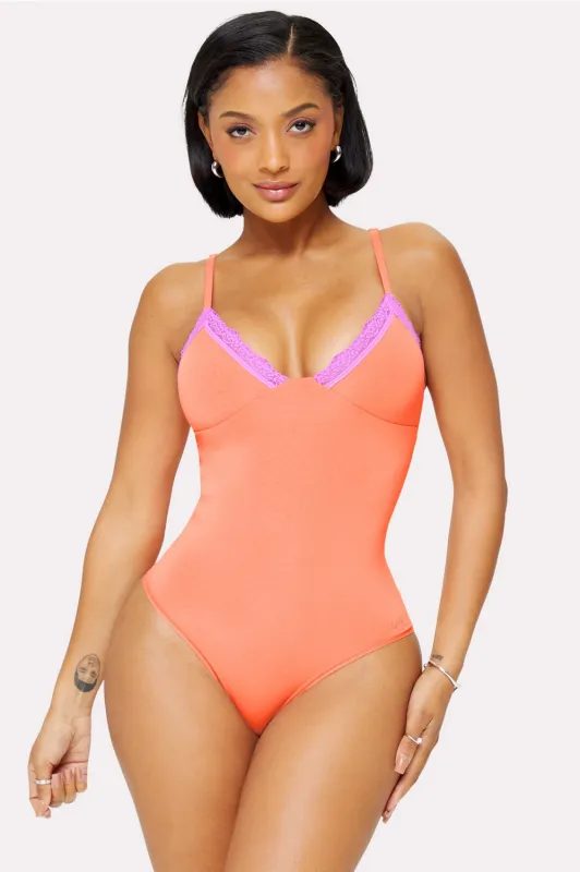 Smoothed Reality Lace Brief Bodysuit sold by Fabletics