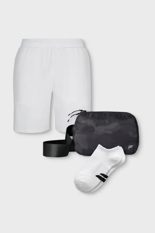 The Fundamental Short & Belt Bag & Sock 3-Piece Bundle sold by Fabletics