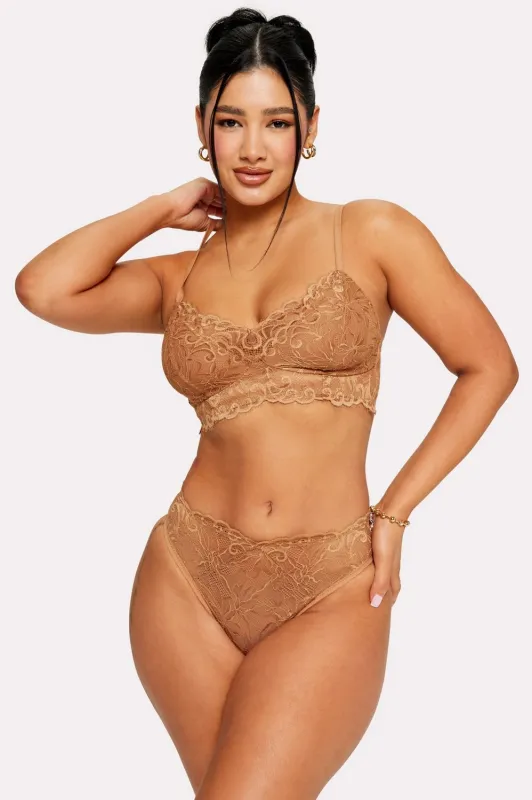 Smoothing Lace Plunge Bralette sold by Fabletics