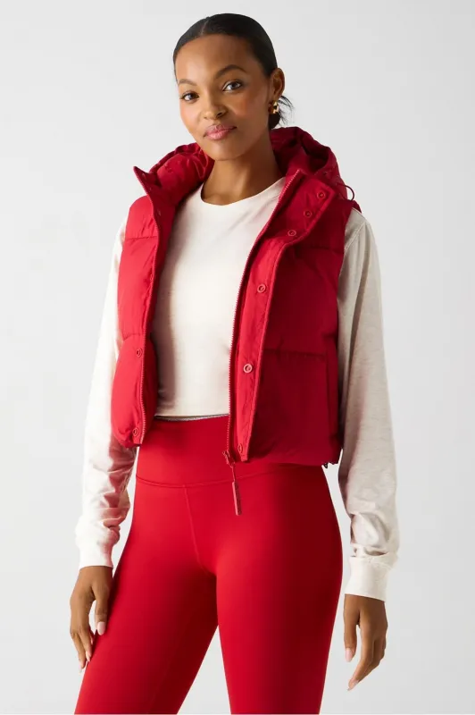 Essential Cropped Hooded Puffer Vest sold by Fabletics
