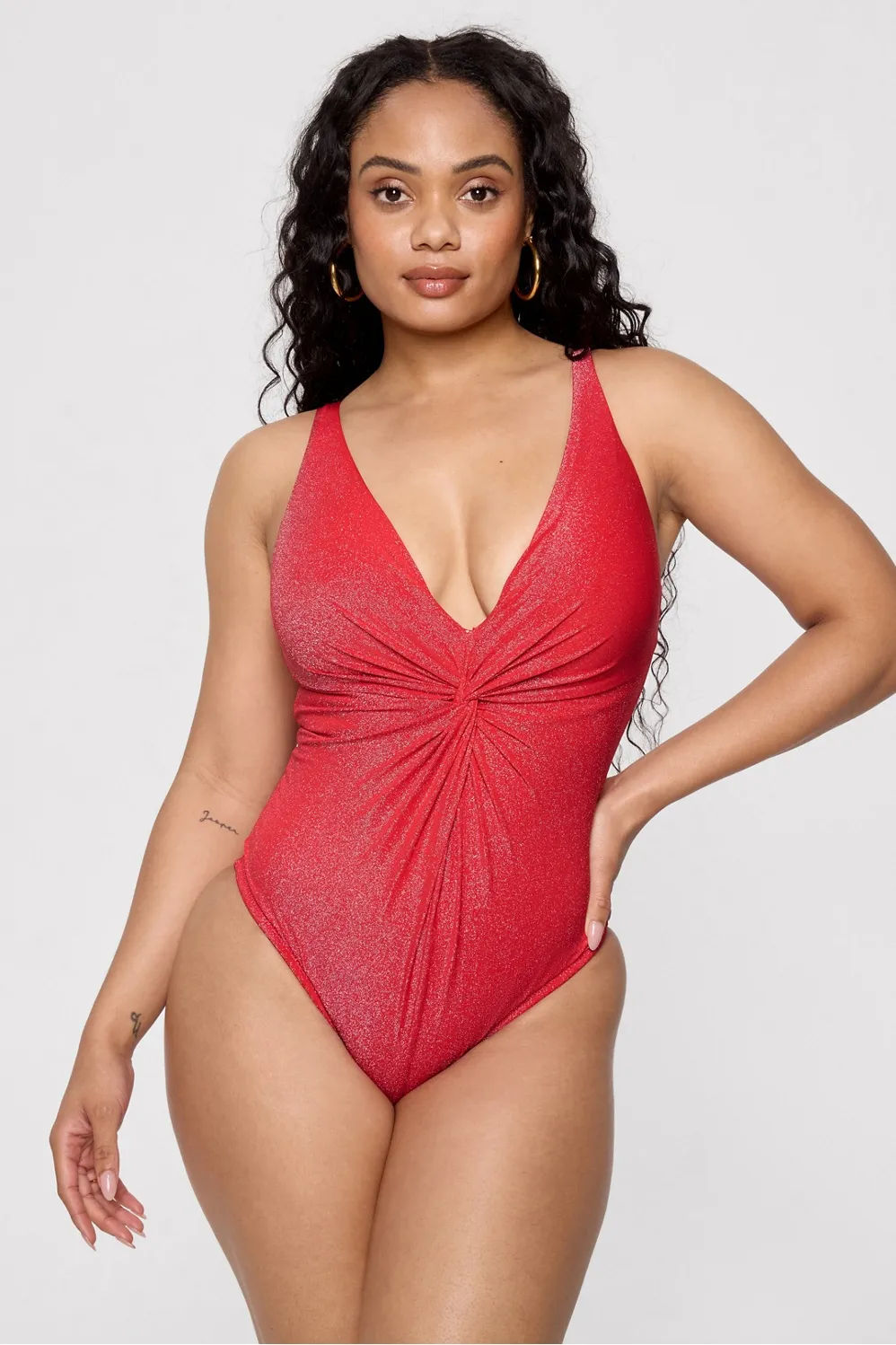 Shaping Swim Luxe Twist Plunge One Piece sold by Fabletics