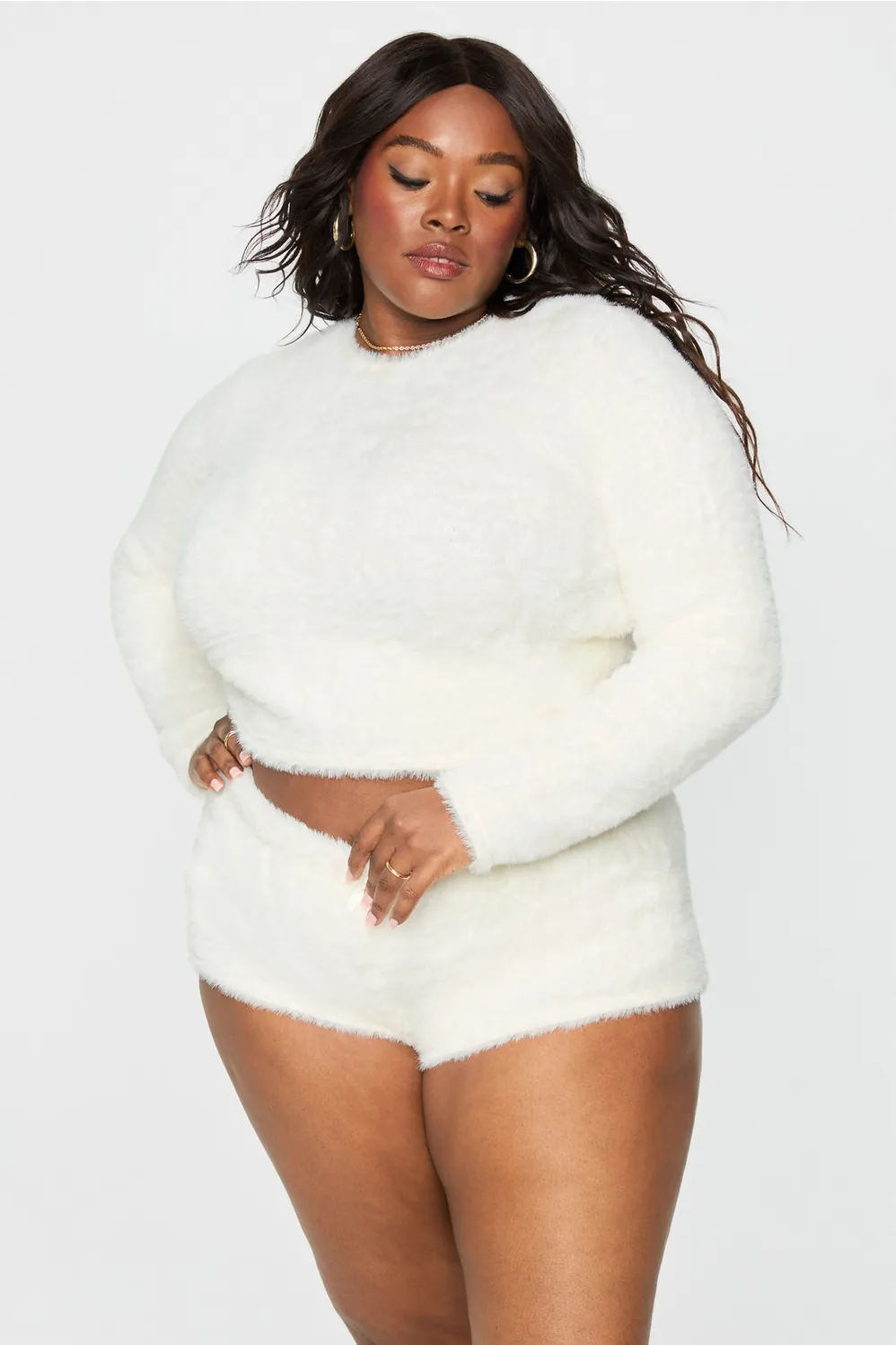 Fuzz Me Long Sleeve Cropped Top sold by Fabletics