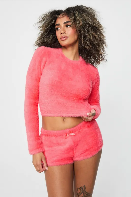 Fuzz Me Long Sleeve Cropped Top sold by Fabletics