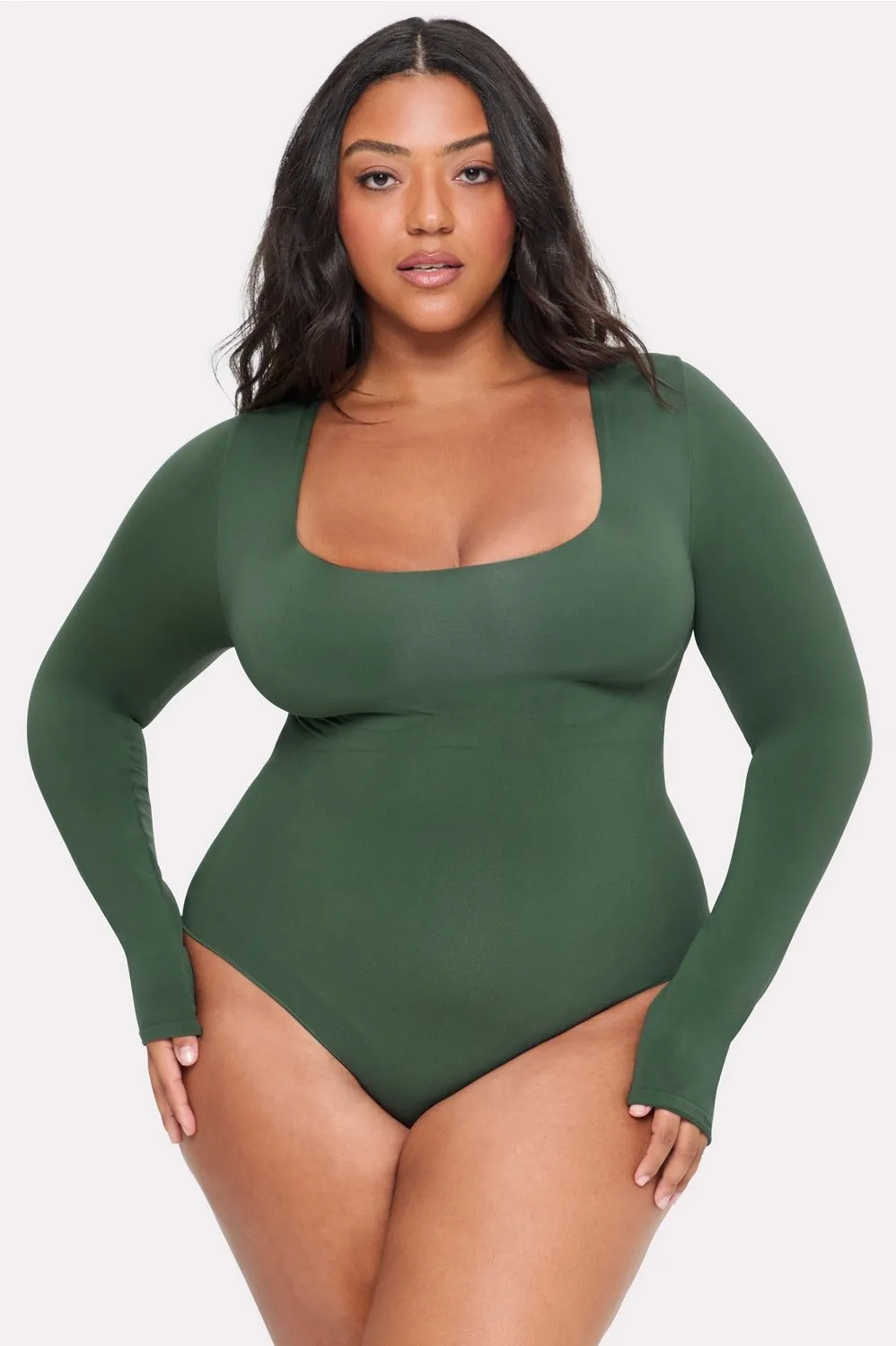Nearly Naked Shapewear Square Neck Long Sleeve Bodysuit sold by Fabletics