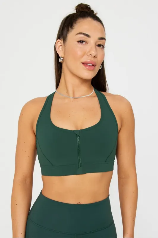 Essential Front Zip Medium Impact Sports Bra sold by Fabletics