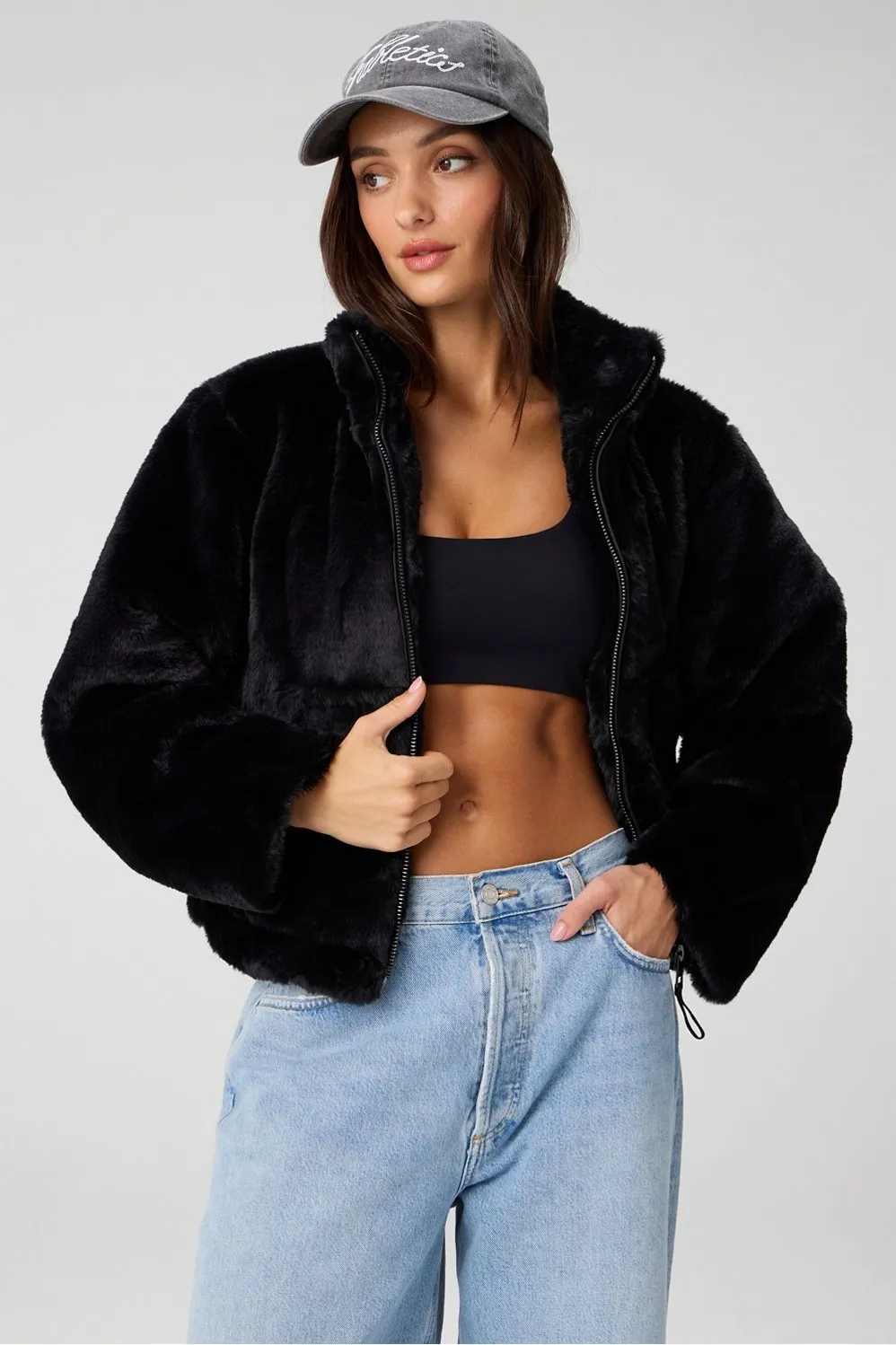 Faux Fur Cropped Full-Zip Jacket sold by Fabletics