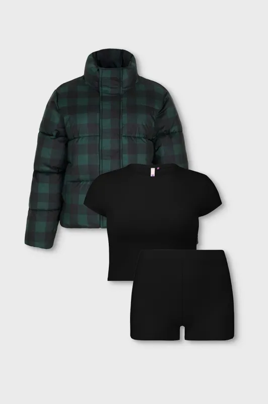 Soft Rib Tee + Soft Rib Hot Short + Essential Puffer 3-Piece Bundle sold by Fabletics