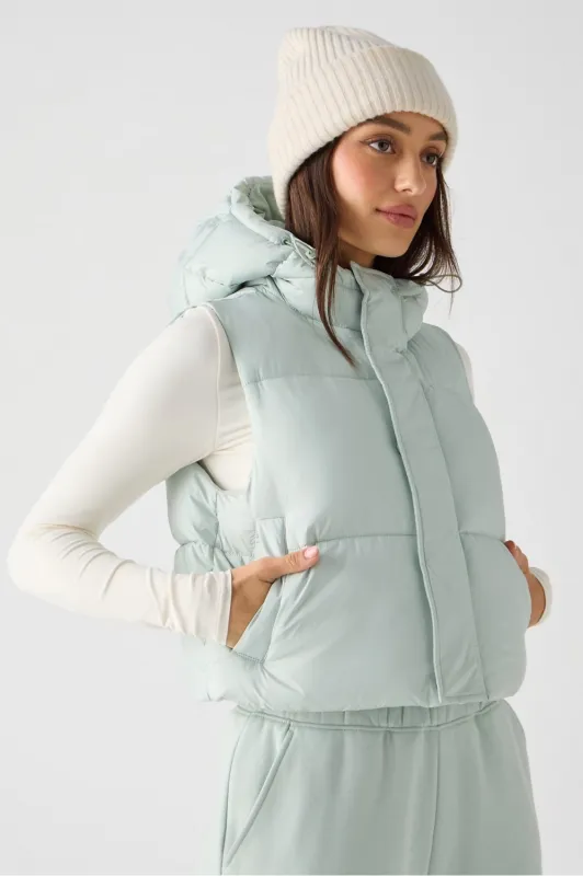 Essential Cropped Hooded Puffer Vest sold by Fabletics