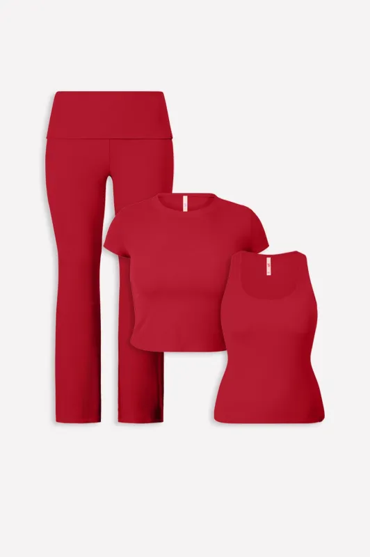 Soft Rib Tank, Tee, and Foldover Pant 3-Piece Bundle sold by Fabletics