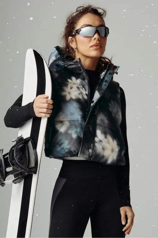 Essential Shine Cropped Hooded Puffer Vest sold by Fabletics