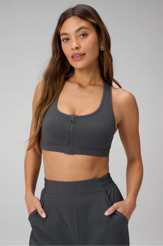 Essential Front Zip Medium Impact Sports Bra sold by Fabletics