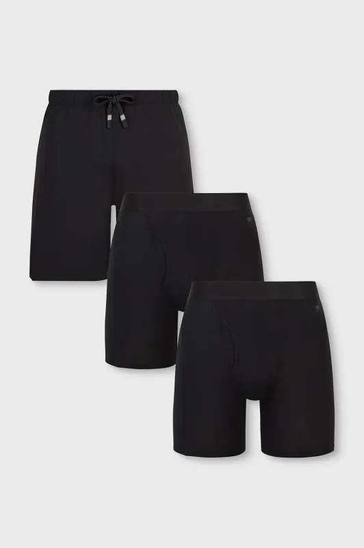 The One Short & 24-7 Boxer Brief 3-Piece Bundle sold by Fabletics